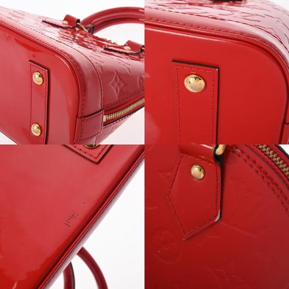 Louis Vuitton Patent BB Red Cerise Handbag Alma Monogram Vernis - Picture 10 of 12